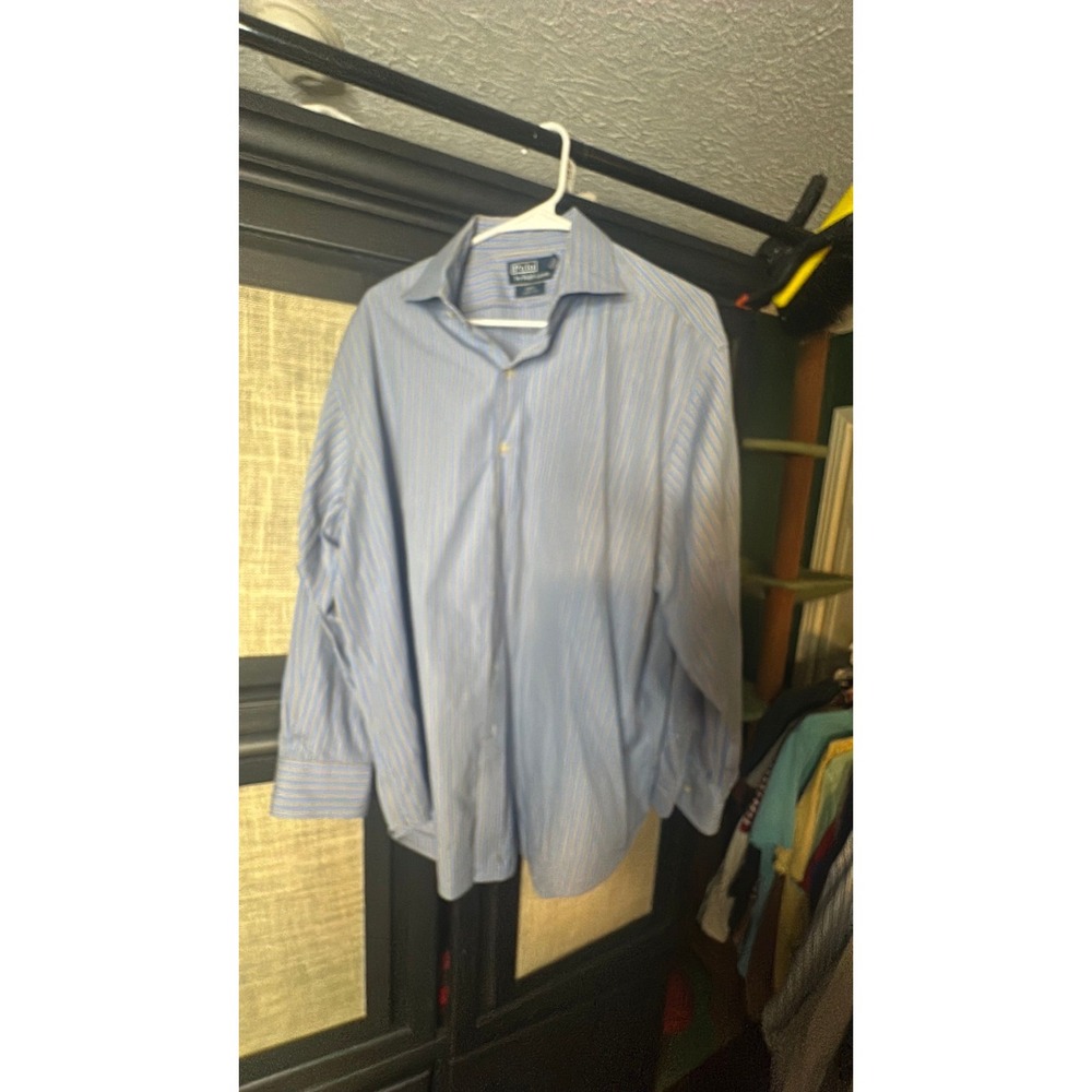 Polo Ralph Lauren Regent Classic Fit Striped Shirt Blue Mens 17.5 32/33